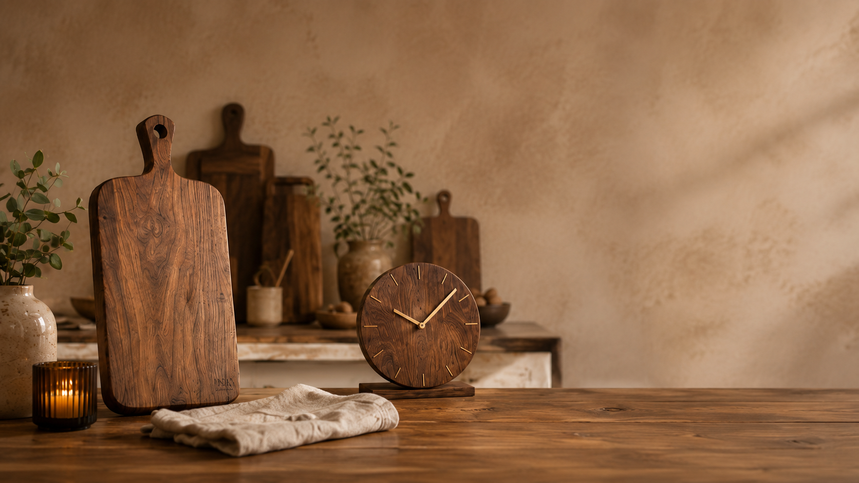 Handmade wooden products in the workshop